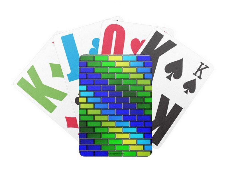 Playing Cards-BRICK WALL #2 Premium Bicycle® E-Z See® LoVision® Playing Cards for visually impaired players-Blues &amp; Greens-from COLORADDICTED.COM-