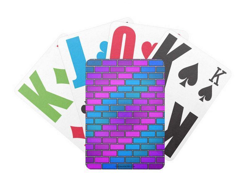 Playing Cards-BRICK WALL #2 Premium Bicycle® E-Z See® LoVision® Playing Cards for visually impaired players-Purples &amp; Violets &amp; Fuchsias &amp; Turquoises-from COLORADDICTED.COM-