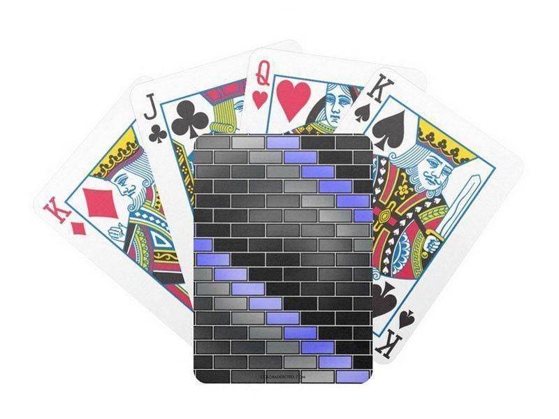 Playing Cards-BRICK WALL #2 Premium Bicycle® Playing Cards-Black &amp; Grays &amp; Light Blues-from COLORADDICTED.COM-