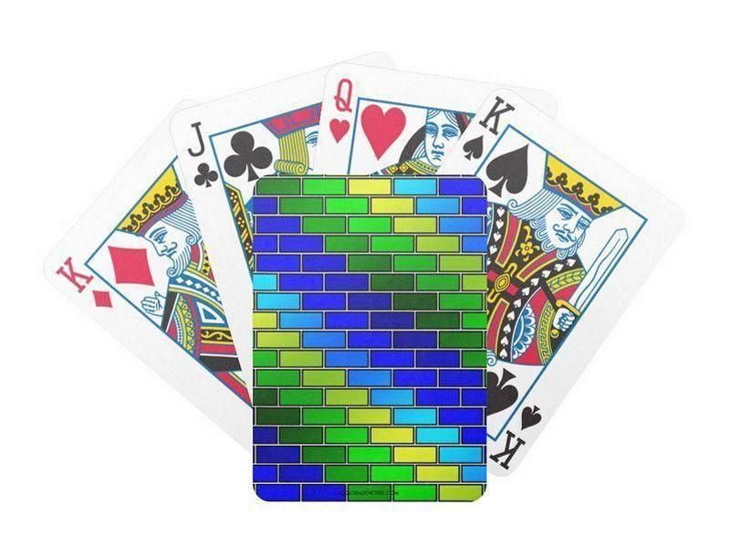 Playing Cards-BRICK WALL #2 Premium Bicycle® Playing Cards-Blues &amp; Greens-from COLORADDICTED.COM-