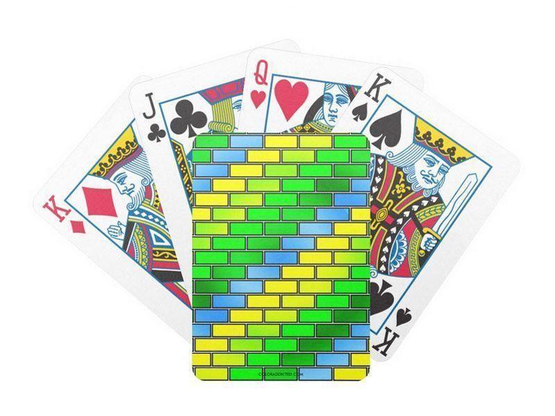 Playing Cards-BRICK WALL #2 Premium Bicycle® Playing Cards-Greens &amp; Yellows &amp; Light Blues-from COLORADDICTED.COM-