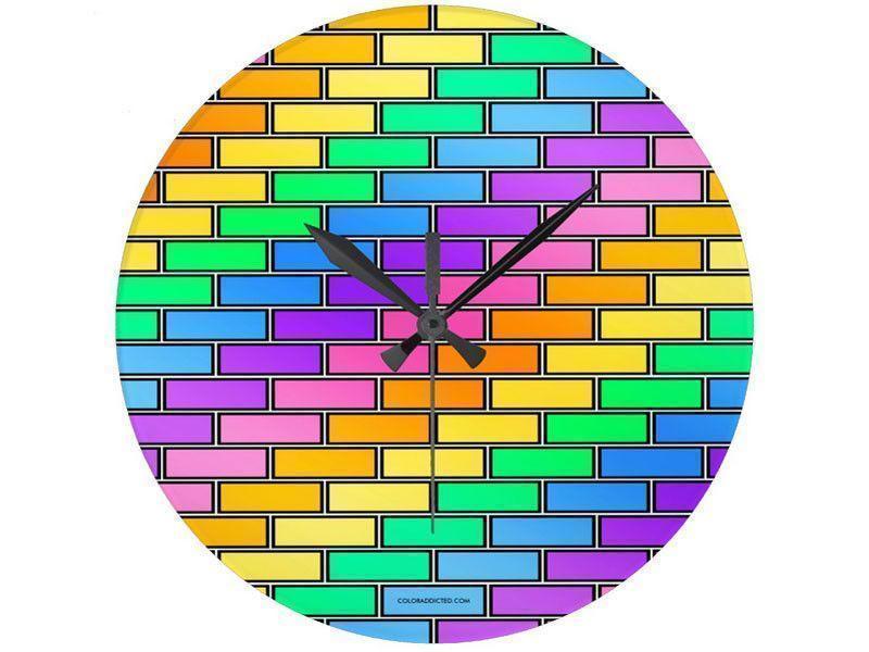 Wall Clocks-BRICK WALL #2 Round Wall Clocks-Multicolor Light-from COLORADDICTED.COM-
