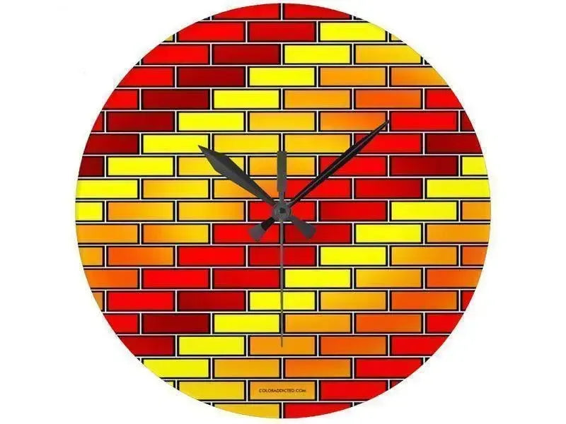 Wall Clocks-BRICK WALL #2 Round Wall Clocks-from COLORADDICTED.COM-