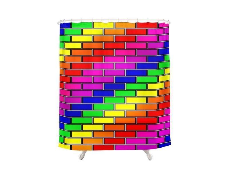 Shower Curtains-BRICK WALL #2 Shower Curtains-Multicolor Bright-from COLORADDICTED.COM-