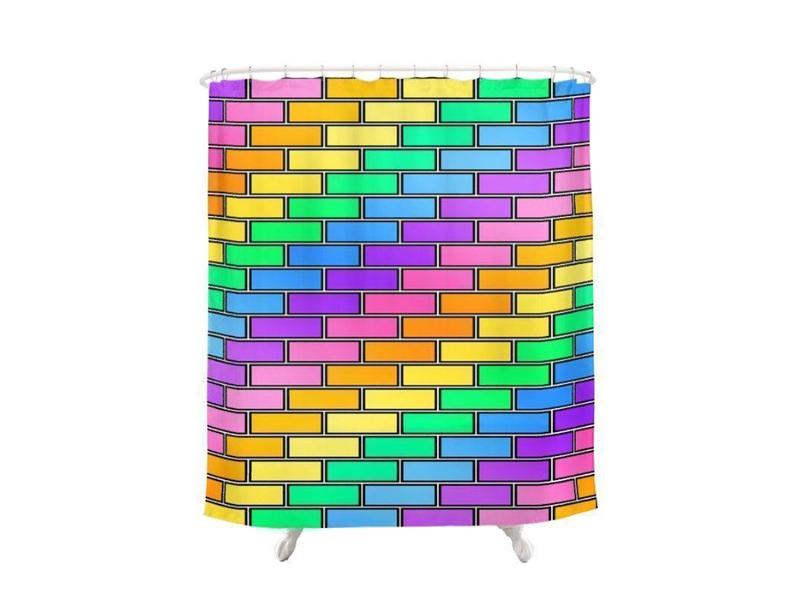 Shower Curtains-BRICK WALL #2 Shower Curtains-Multicolor Light-from COLORADDICTED.COM-