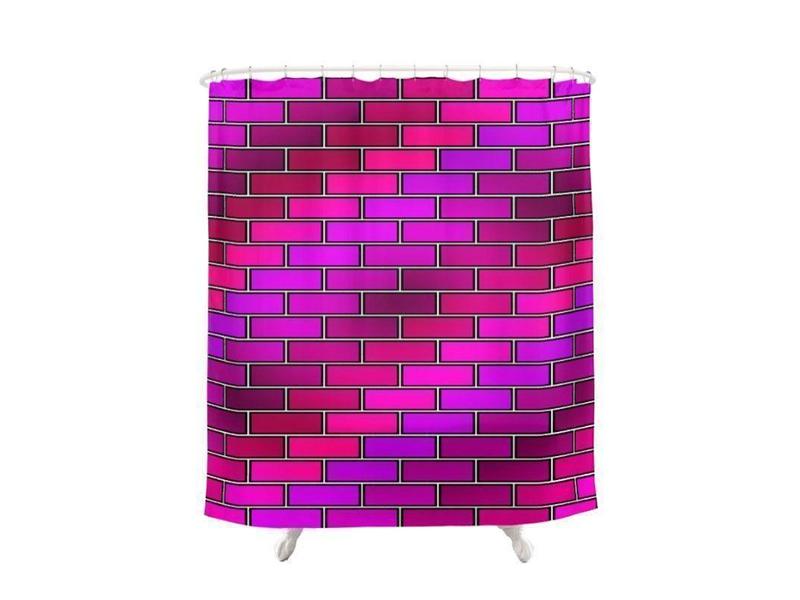 Shower Curtains-BRICK WALL #2 Shower Curtains-Purples, Fuchsias, Violets &amp; Magentas-from COLORADDICTED.COM-