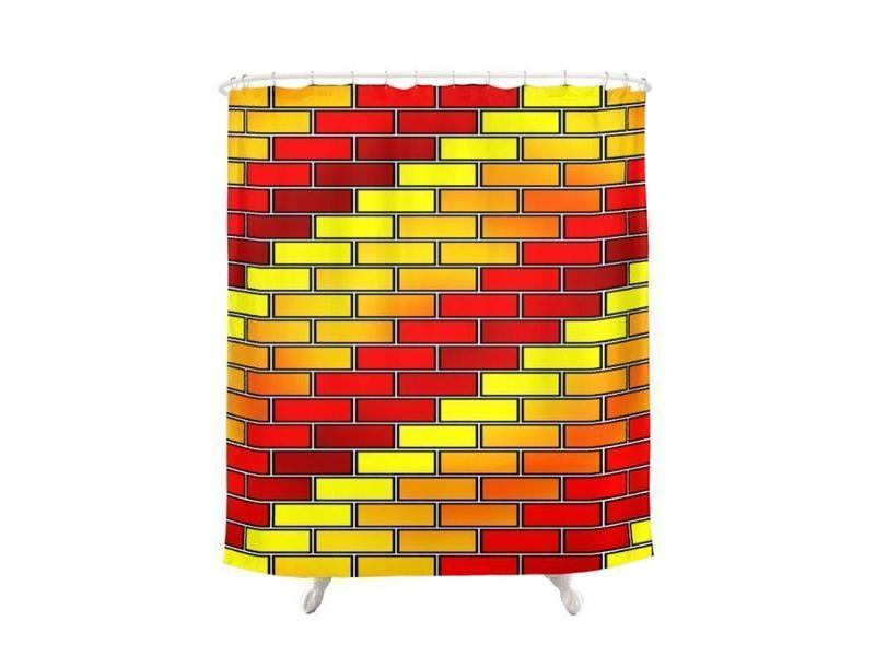 Shower Curtains-BRICK WALL #2 Shower Curtains-Reds, Oranges &amp; Yellows-from COLORADDICTED.COM-