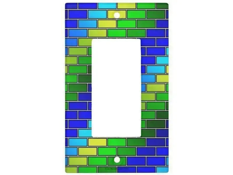 Rocker Light Switch Covers-BRICK WALL #2 Single, Double & Triple-Rocker Light Switch Covers-Blues & Greens-from COLORADDICTED.COM-