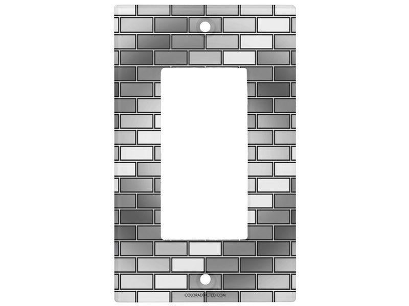 Light Switch Covers-BRICK WALL #2 Single, Double &amp; Triple-Rocker Light Switch Covers-Grays &amp; White-from COLORADDICTED.COM-