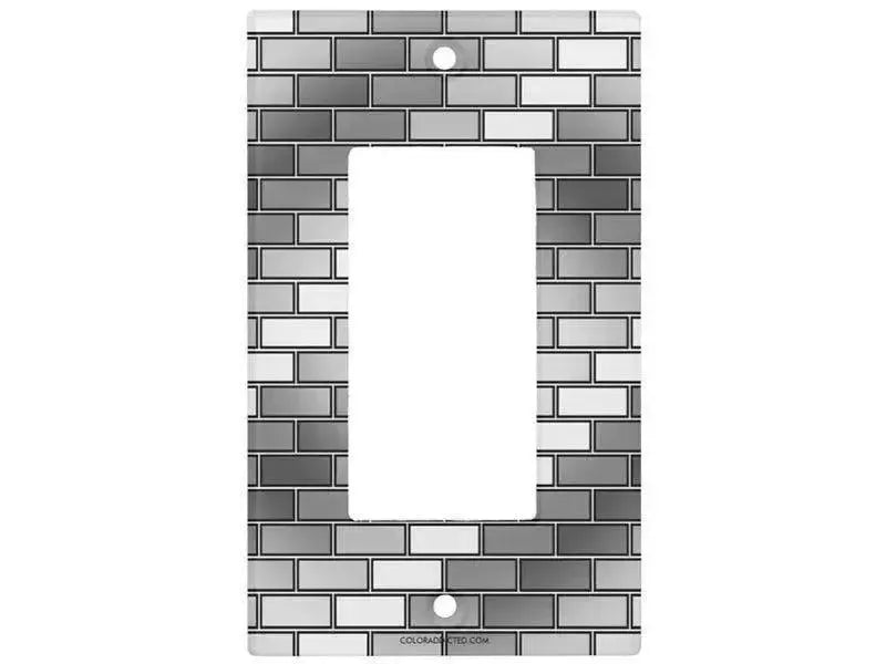 Rocker Light Switch Covers-BRICK WALL #2 Single, Double & Triple-Rocker Light Switch Covers-Grays & White-from COLORADDICTED.COM-