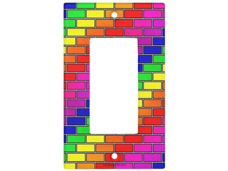 Rocker Light Switch Covers-BRICK WALL #2 Single, Double & Triple-Rocker Light Switch Covers-Multicolor Bright-from COLORADDICTED.COM-