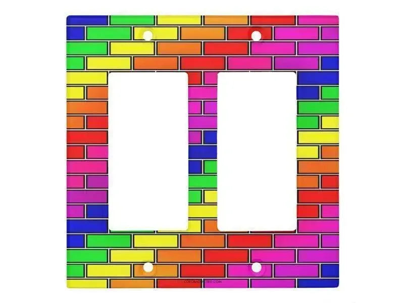 Rocker Light Switch Covers-BRICK WALL #2 Single, Double & Triple-Rocker Light Switch Covers-Multicolor Bright-from COLORADDICTED.COM-