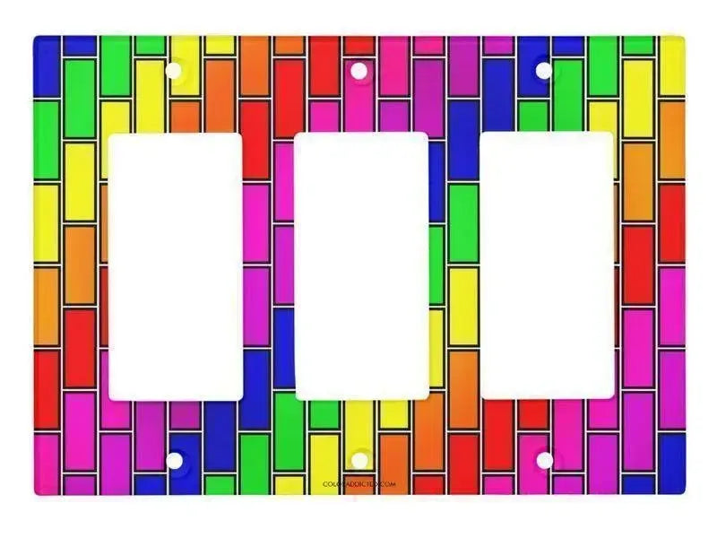 Rocker Light Switch Covers-BRICK WALL #2 Single, Double & Triple-Rocker Light Switch Covers-Multicolor Bright-from COLORADDICTED.COM-