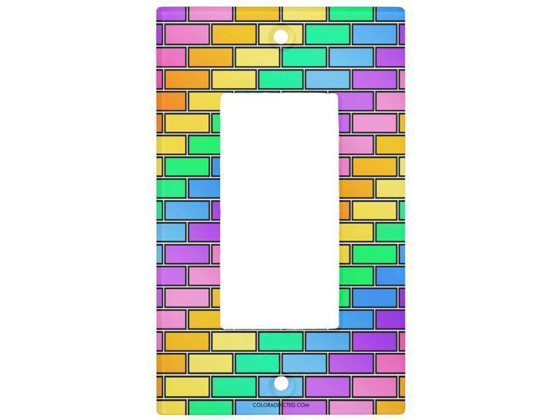 Light Switch Covers-BRICK WALL #2 Single, Double &amp; Triple-Rocker Light Switch Covers-Multicolor Light-from COLORADDICTED.COM-