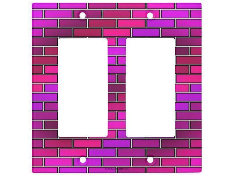 Light Switch Covers-BRICK WALL #2 Single, Double &amp; Triple-Rocker Light Switch Covers-Purples &amp; Fuchsias &amp; Violets &amp; Magentas-from COLORADDICTED.COM-