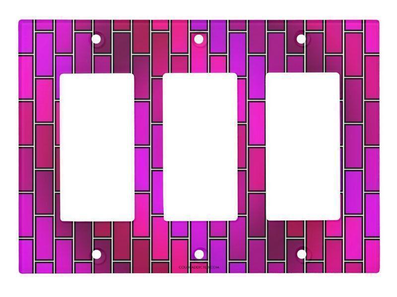Light Switch Covers-BRICK WALL #2 Single, Double &amp; Triple-Rocker Light Switch Covers-Purples &amp; Fuchsias &amp; Violets &amp; Magentas-from COLORADDICTED.COM-