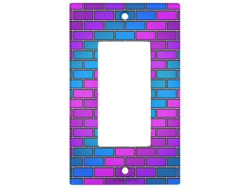 Light Switch Covers-BRICK WALL #2 Single, Double &amp; Triple-Rocker Light Switch Covers-Purples &amp; Violets &amp; Fuchsias &amp; Turquoises-from COLORADDICTED.COM-