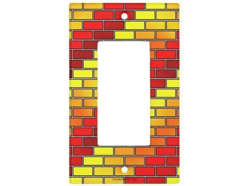 Rocker Light Switch Covers-BRICK WALL #2 Single, Double & Triple-Rocker Light Switch Covers-Reds & Oranges & Yellows-from COLORADDICTED.COM-