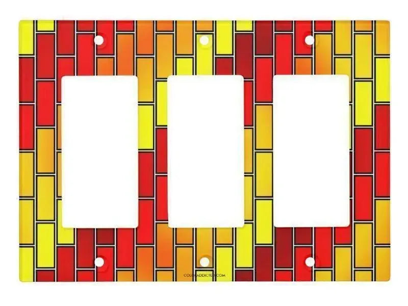 Rocker Light Switch Covers-BRICK WALL #2 Single, Double & Triple-Rocker Light Switch Covers-Reds & Oranges & Yellows-from COLORADDICTED.COM-