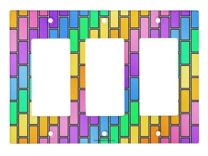Rocker Light Switch Covers-BRICK WALL #2 Single, Double & Triple-Rocker Light Switch Covers-from COLORADDICTED.COM-