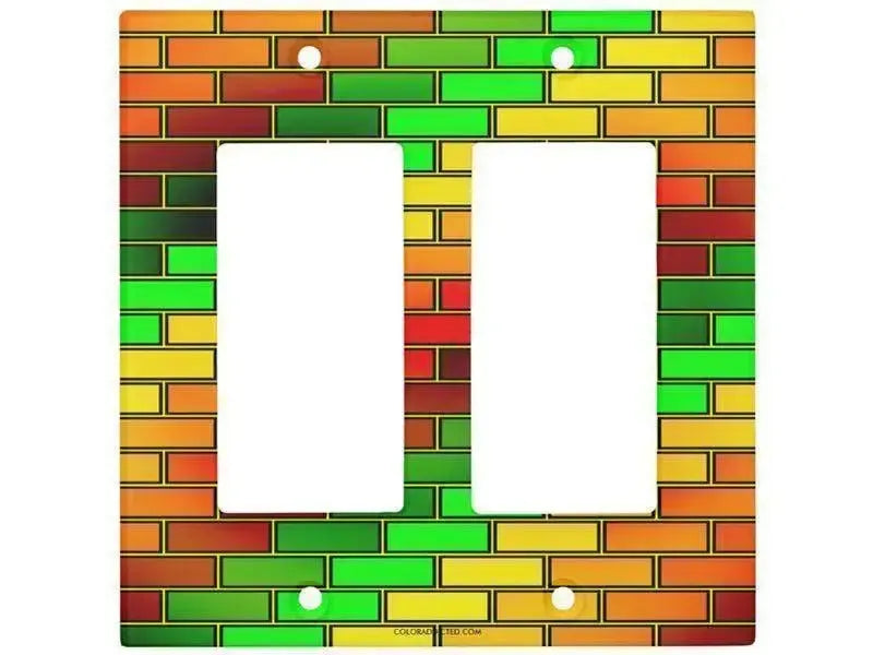 Rocker Light Switch Covers-BRICK WALL #2 Single, Double & Triple-Rocker Light Switch Covers-from COLORADDICTED.COM-