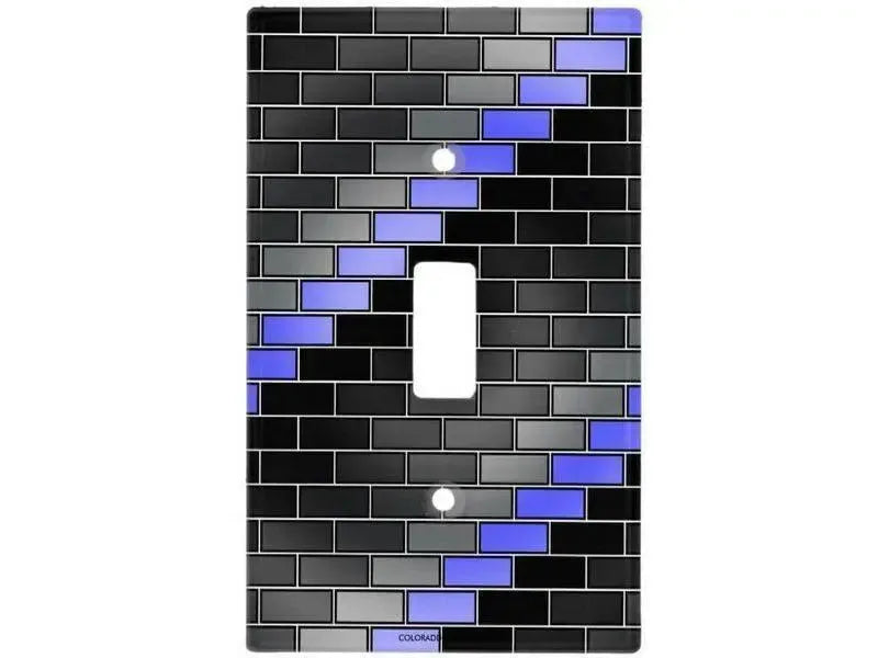 Toggle Light Switch Covers-BRICK WALL #2 Single, Double & Triple-Toggle Light Switch Covers-Black & Grays & Light Blues-from COLORADDICTED.COM-