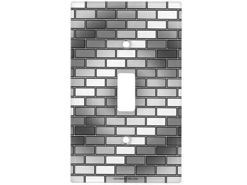 Toggle Light Switch Covers-BRICK WALL #2 Single, Double & Triple-Toggle Light Switch Covers-Grays & White-from COLORADDICTED.COM-