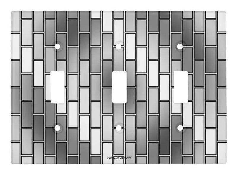 Toggle Light Switch Covers-BRICK WALL #2 Single, Double & Triple-Toggle Light Switch Covers-Grays & White-from COLORADDICTED.COM-