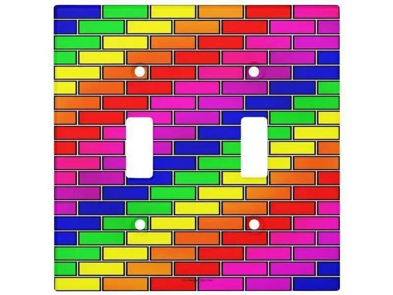 Toggle Light Switch Covers-BRICK WALL #2 Single, Double & Triple-Toggle Light Switch Covers-Multicolor Bright-from COLORADDICTED.COM-