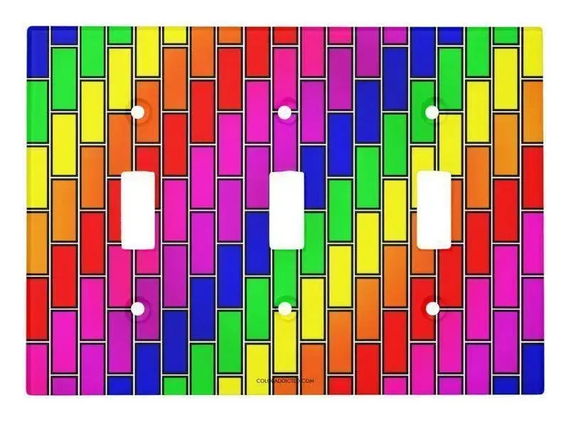 Toggle Light Switch Covers-BRICK WALL #2 Single, Double & Triple-Toggle Light Switch Covers-Multicolor Bright-from COLORADDICTED.COM-