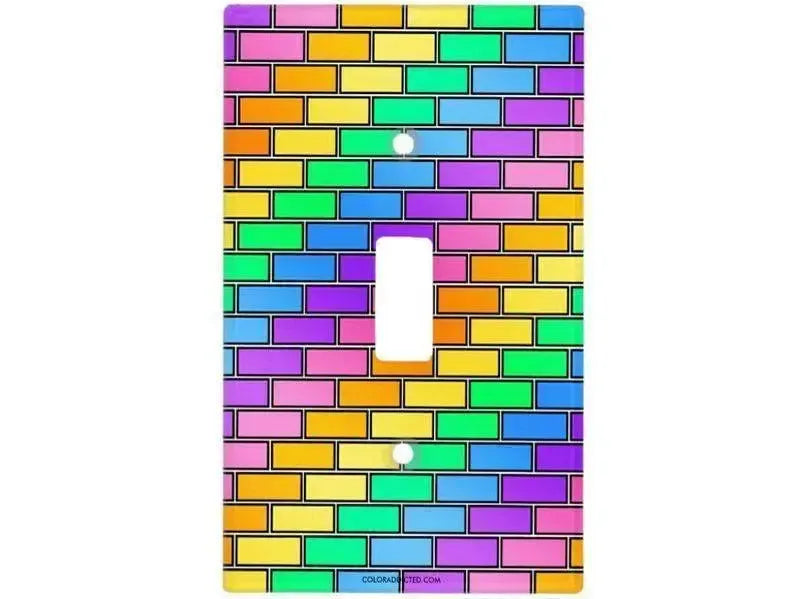 Toggle Light Switch Covers-BRICK WALL #2 Single, Double & Triple-Toggle Light Switch Covers-Multicolor Light-from COLORADDICTED.COM-