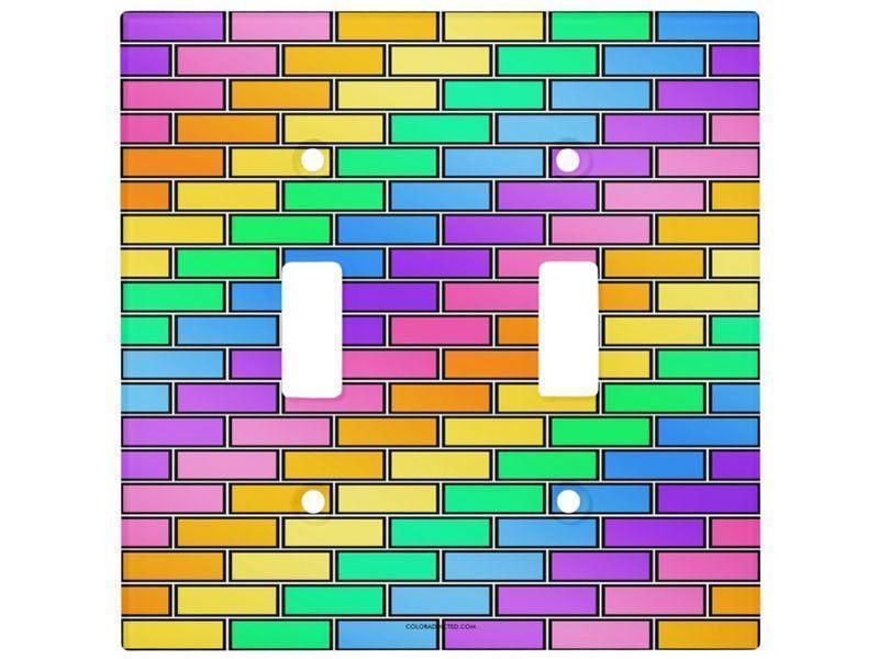 Light Switch Covers-BRICK WALL #2 Single, Double &amp; Triple-Toggle Light Switch Covers-Multicolor Light-from COLORADDICTED.COM-