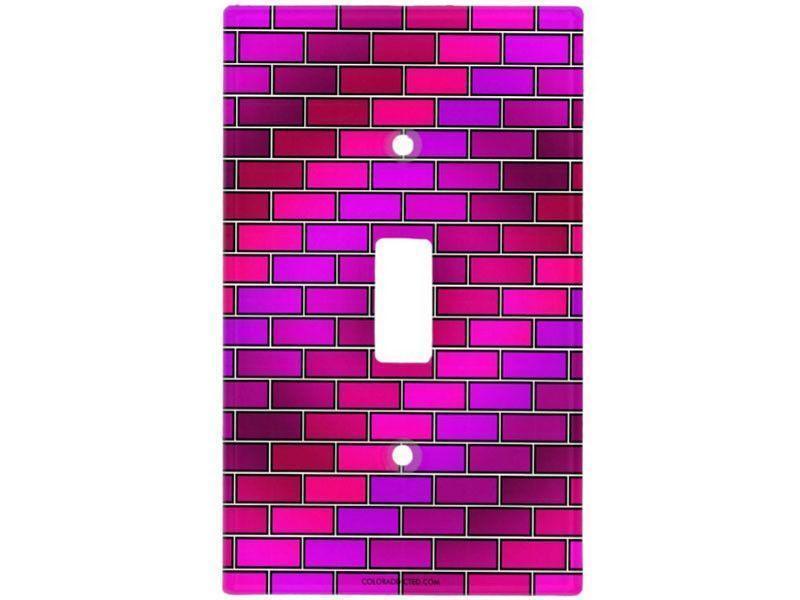 Light Switch Covers-BRICK WALL #2 Single, Double &amp; Triple-Toggle Light Switch Covers-Purples &amp; Fuchsias &amp; Violets &amp; Magentas-from COLORADDICTED.COM-