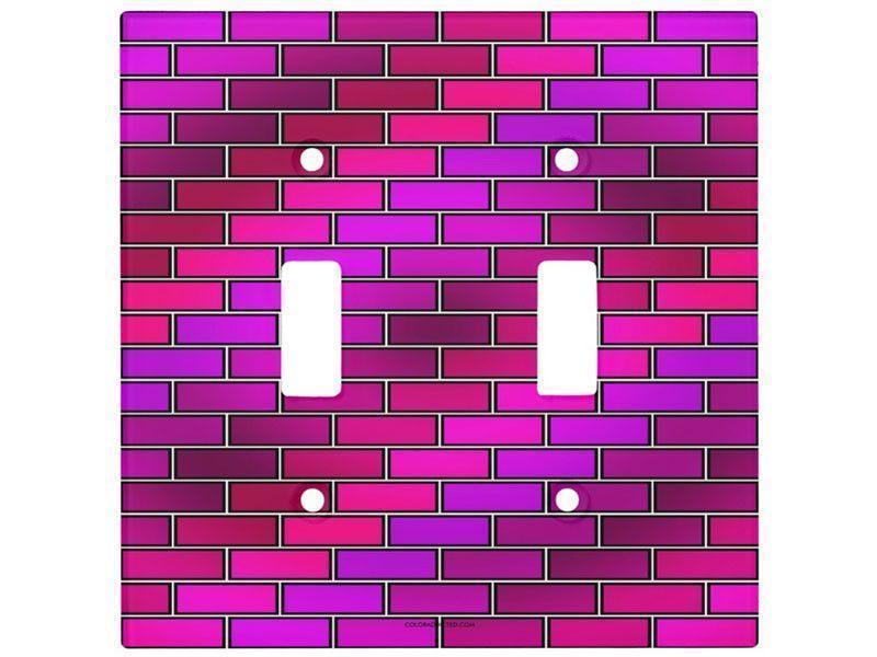 Light Switch Covers-BRICK WALL #2 Single, Double &amp; Triple-Toggle Light Switch Covers-Purples &amp; Fuchsias &amp; Violets &amp; Magentas-from COLORADDICTED.COM-