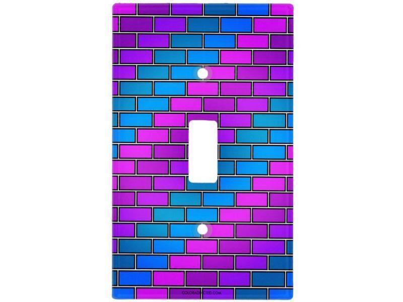 Light Switch Covers-BRICK WALL #2 Single, Double &amp; Triple-Toggle Light Switch Covers-Purples &amp; Violets &amp; Fuchsias &amp; Turquoises-from COLORADDICTED.COM-