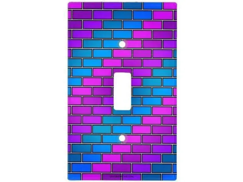 Toggle Light Switch Covers-BRICK WALL #2 Single, Double & Triple-Toggle Light Switch Covers-Purples & Violets & Fuchsias & Turquoises-from COLORADDICTED.COM-