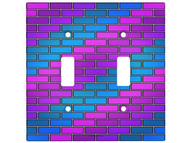 Light Switch Covers-BRICK WALL #2 Single, Double &amp; Triple-Toggle Light Switch Covers-Purples &amp; Violets &amp; Fuchsias &amp; Turquoises-from COLORADDICTED.COM-