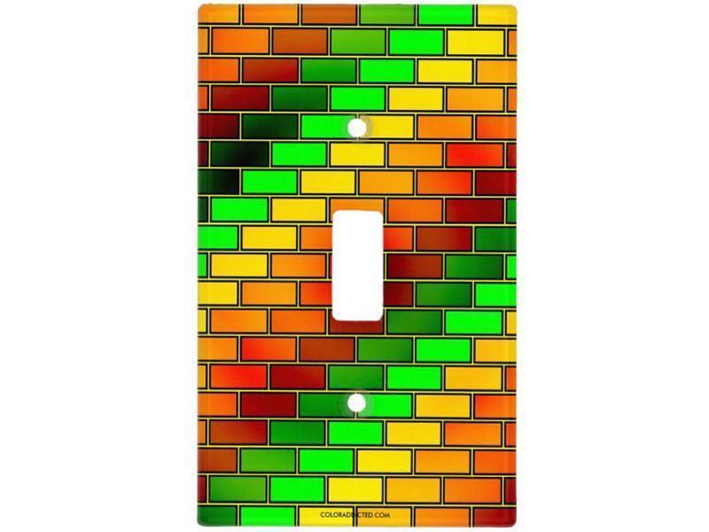 Light Switch Covers-BRICK WALL #2 Single, Double &amp; Triple-Toggle Light Switch Covers-Reds &amp; Oranges &amp; Yellows &amp; Greens-from COLORADDICTED.COM-