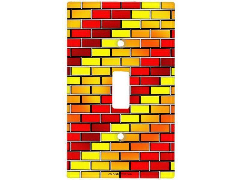 Light Switch Covers-BRICK WALL #2 Single, Double &amp; Triple-Toggle Light Switch Covers-Reds &amp; Oranges &amp; Yellows-from COLORADDICTED.COM-