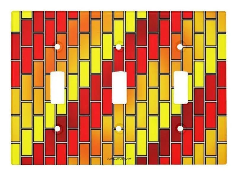 Toggle Light Switch Covers-BRICK WALL #2 Single, Double & Triple-Toggle Light Switch Covers-Reds & Oranges & Yellows-from COLORADDICTED.COM-