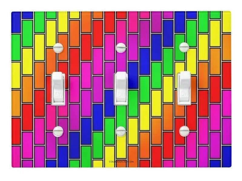 Toggle Light Switch Covers-BRICK WALL #2 Single, Double & Triple-Toggle Light Switch Covers-from COLORADDICTED.COM-