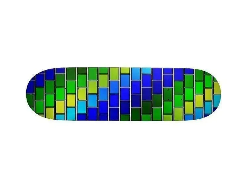 Skateboard Decks-BRICK WALL #2 Skateboard Decks-Blues & Greens-from COLORADDICTED.COM-