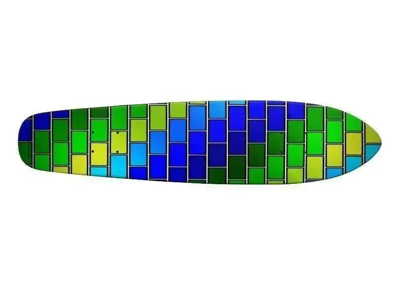 Skateboard Decks-BRICK WALL #2 Skateboard Decks-Blues & Greens-from COLORADDICTED.COM-