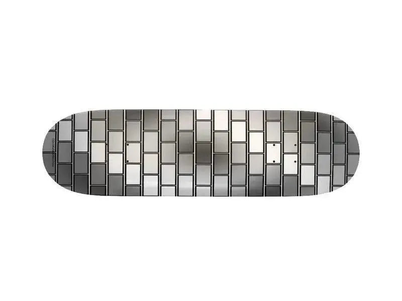 Skateboard Decks-BRICK WALL #2 Skateboard Decks-Grays & White-from COLORADDICTED.COM-