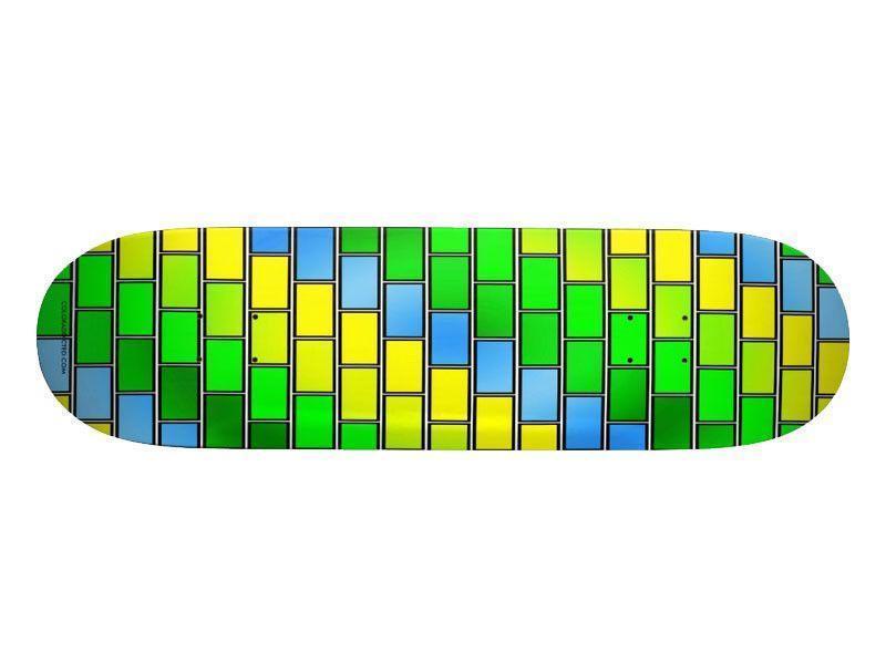 Skateboard Decks-BRICK WALL #2 Skateboard Decks-Greens &amp; Yellows &amp; Light Blues-from COLORADDICTED.COM-