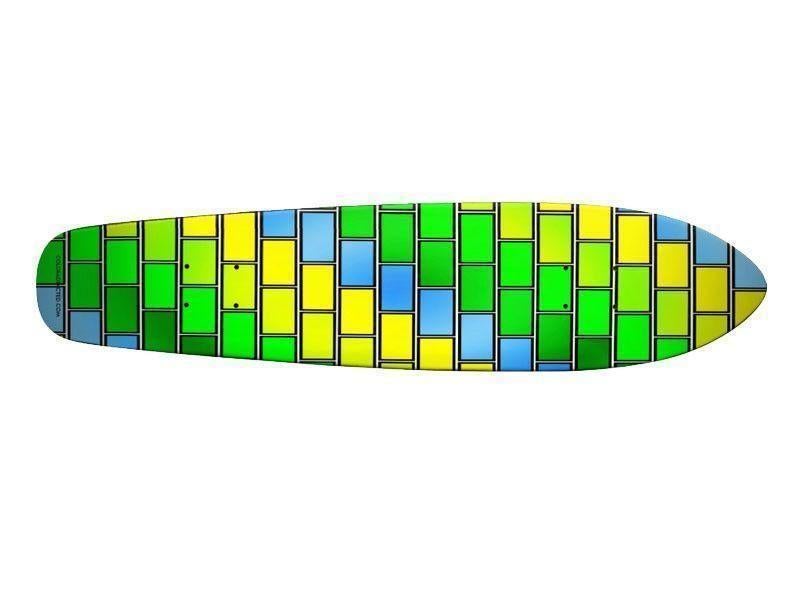 Skateboard Decks-BRICK WALL #2 Skateboard Decks-Greens &amp; Yellows &amp; Light Blues-from COLORADDICTED.COM-