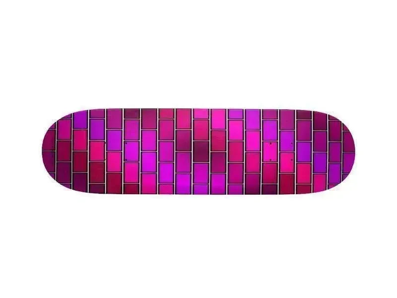 Skateboard Decks-BRICK WALL #2 Skateboard Decks-Purples & Fuchsias & Violets & Magentas-from COLORADDICTED.COM-