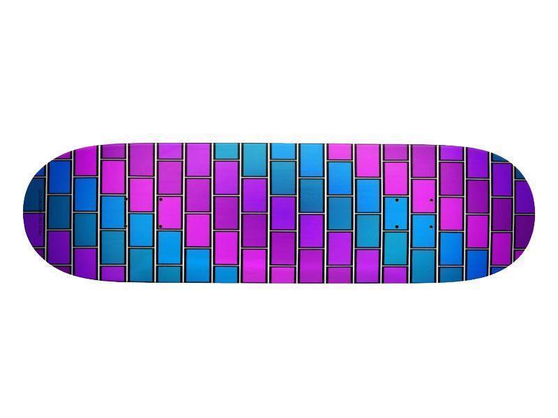 Skateboard Decks-BRICK WALL #2 Skateboard Decks-Purples &amp; Violets &amp; Fuchsias &amp; Turquoises-from COLORADDICTED.COM-