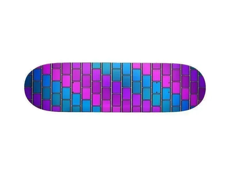 Skateboard Decks-BRICK WALL #2 Skateboard Decks-Purples & Violets & Fuchsias & Turquoises-from COLORADDICTED.COM-
