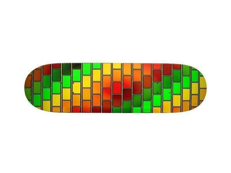 Skateboard Decks-BRICK WALL #2 Skateboard Decks-Reds &amp; Oranges &amp; Yellows &amp; Greens-from COLORADDICTED.COM-